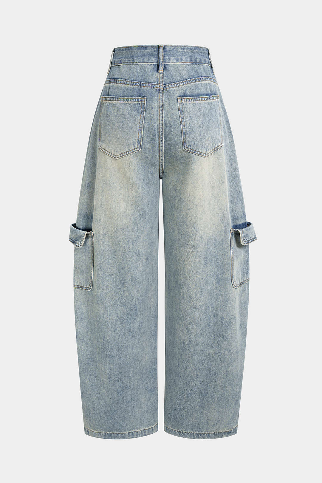 Denim Pocket High Waist Wide Leg Jeans