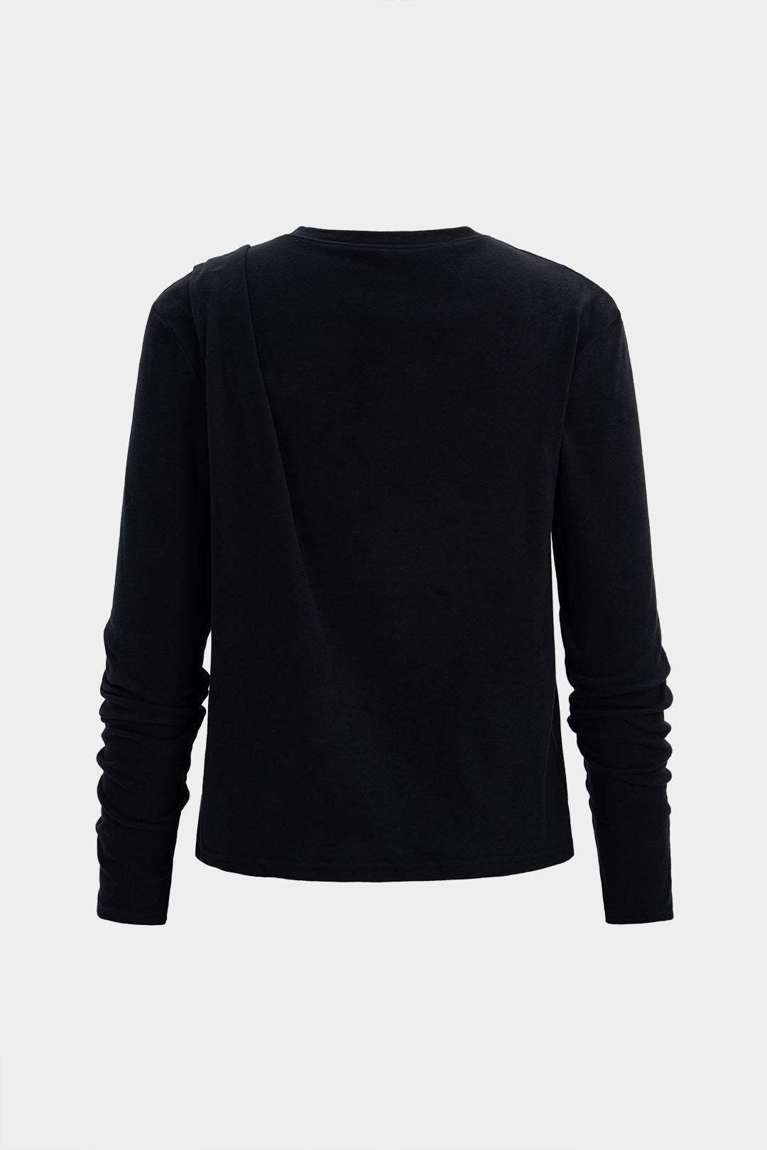 Round Neck Asymmetrical Long-Sleeve Top