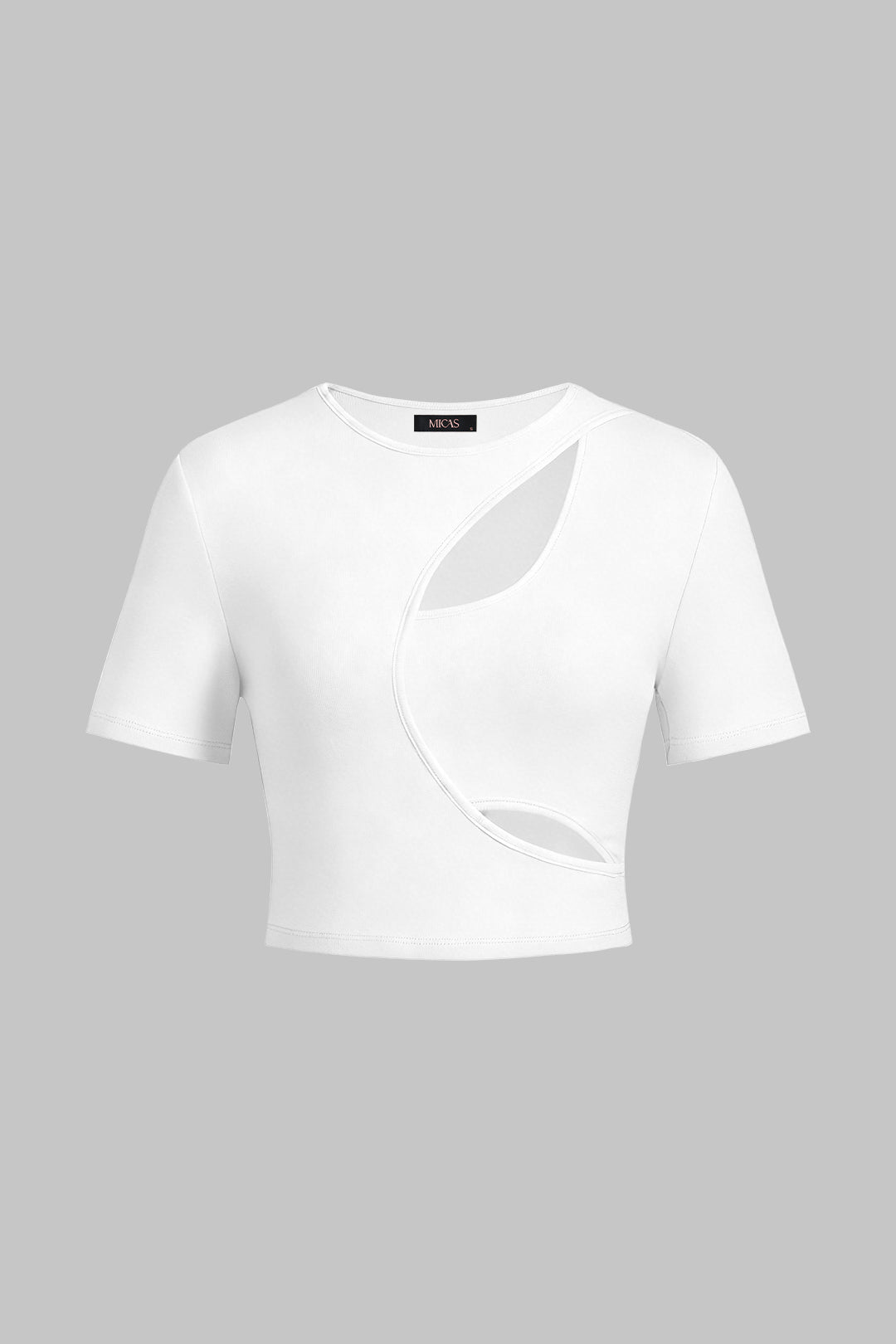 Rundhals-T-Shirt mit asymmetrischen Cut-Outs und kurzen Ärmeln