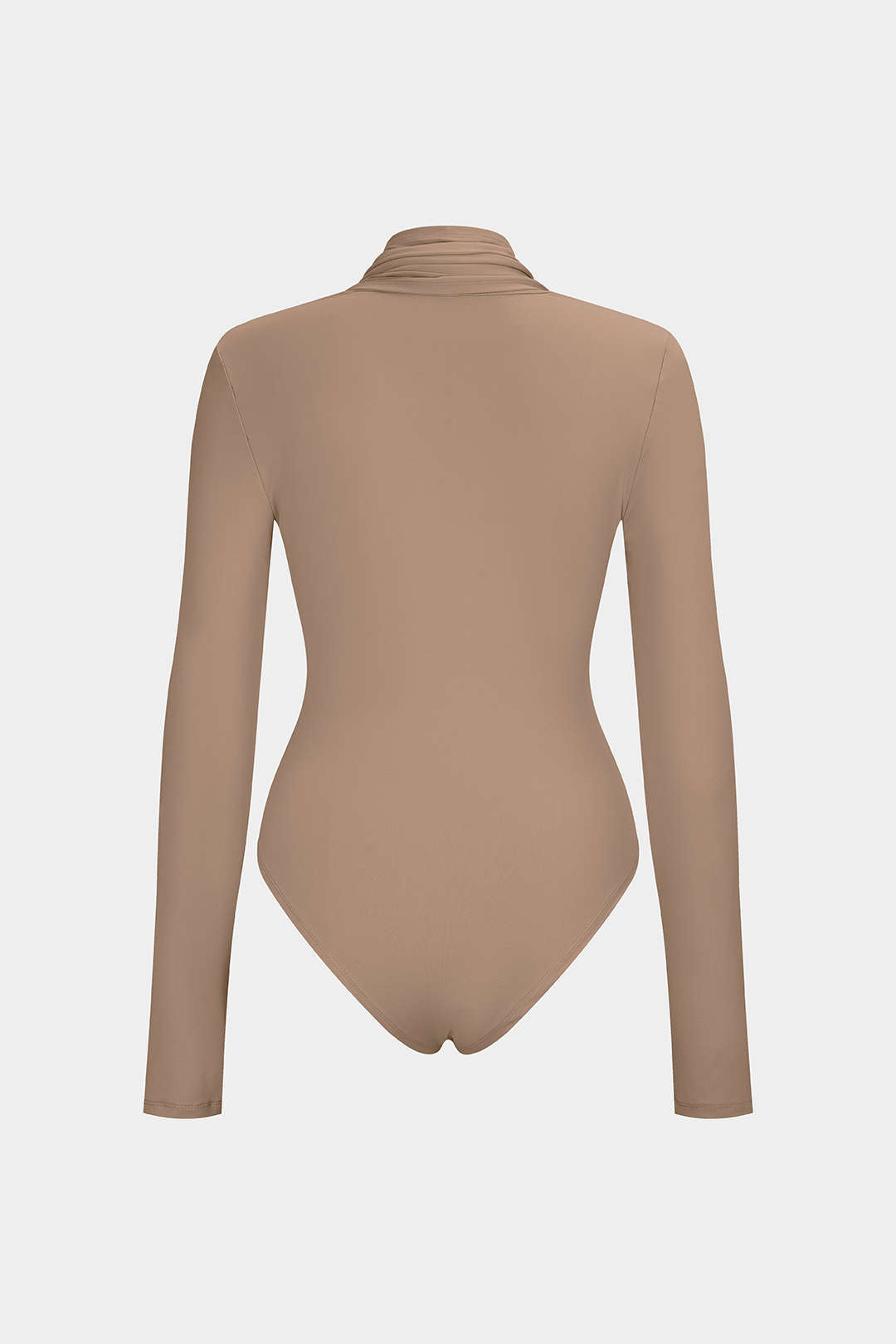 Body asymétrique à manches longues, froncé, avec fermeture éclair et effet corset