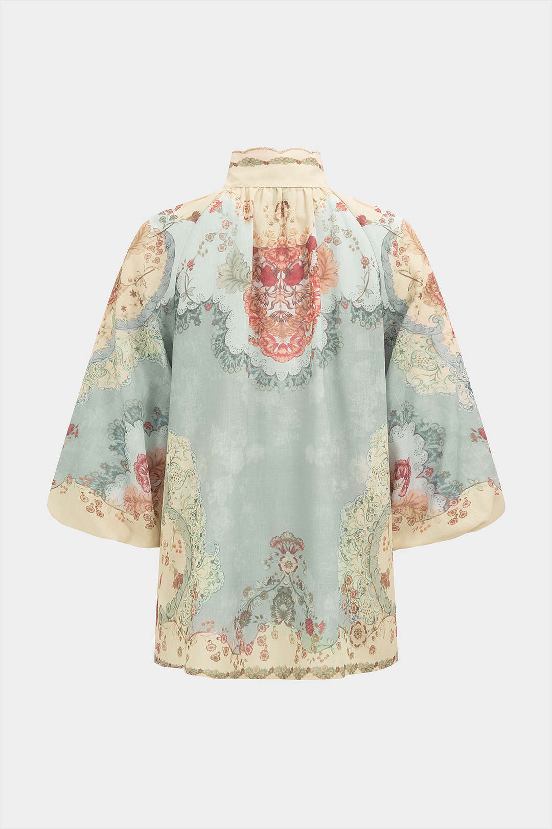 Chemise en lin à manches longues boutonnée à imprimé floral