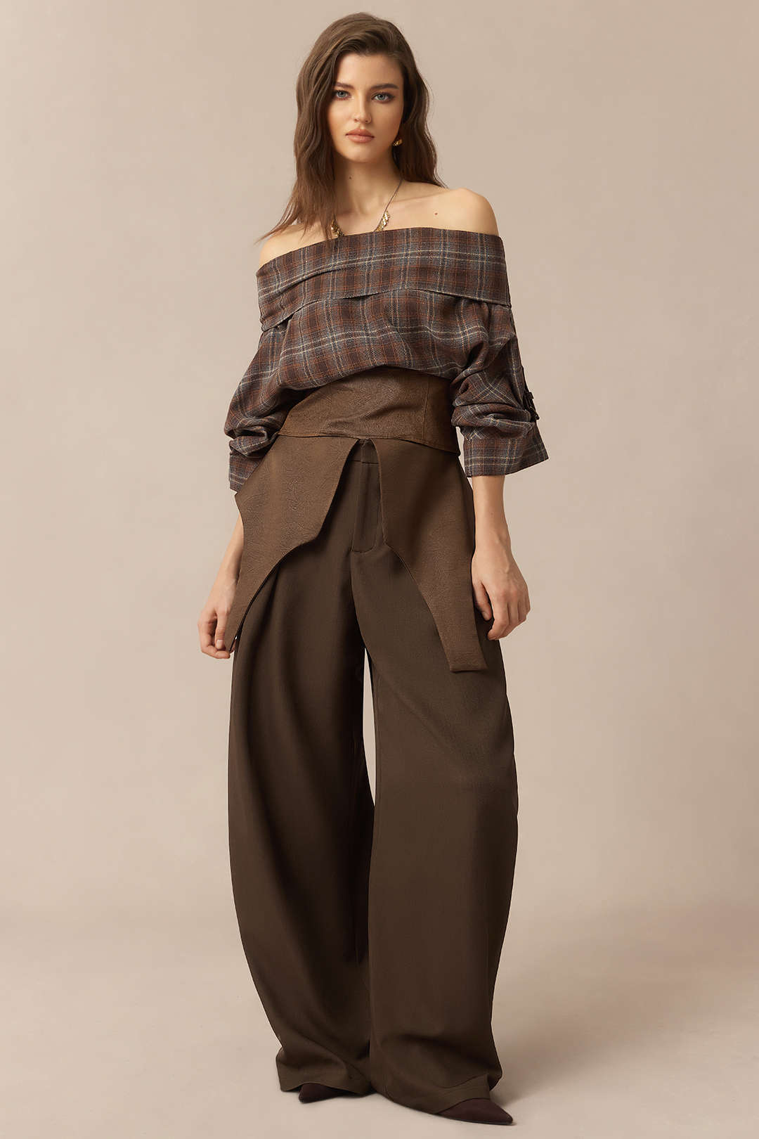 Satin-Patchwork-Reißverschluss-Barrel-Hose