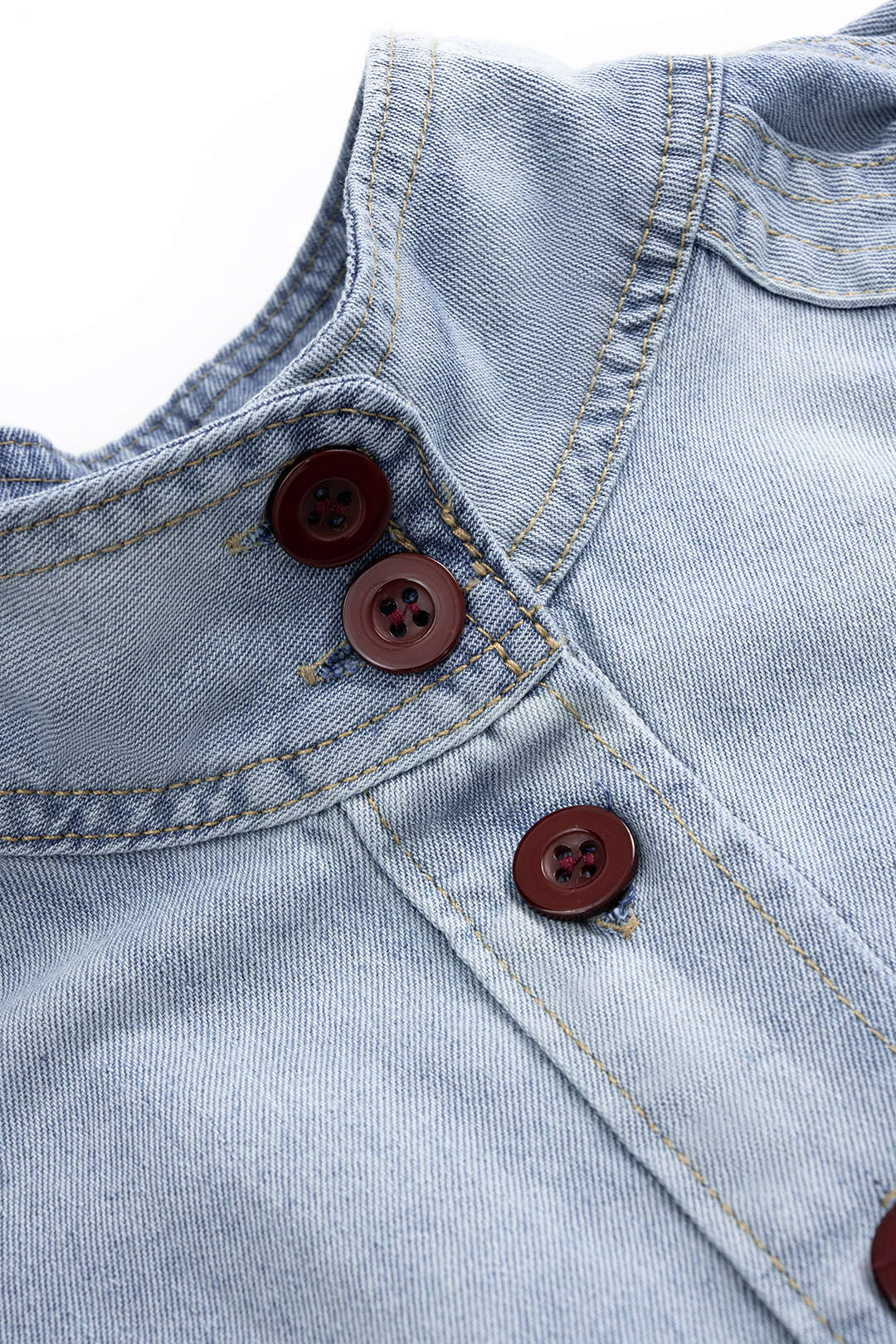 Jeans-Raglanärmel-Knopf-Träger-Gürtel-Oberbekleidung
