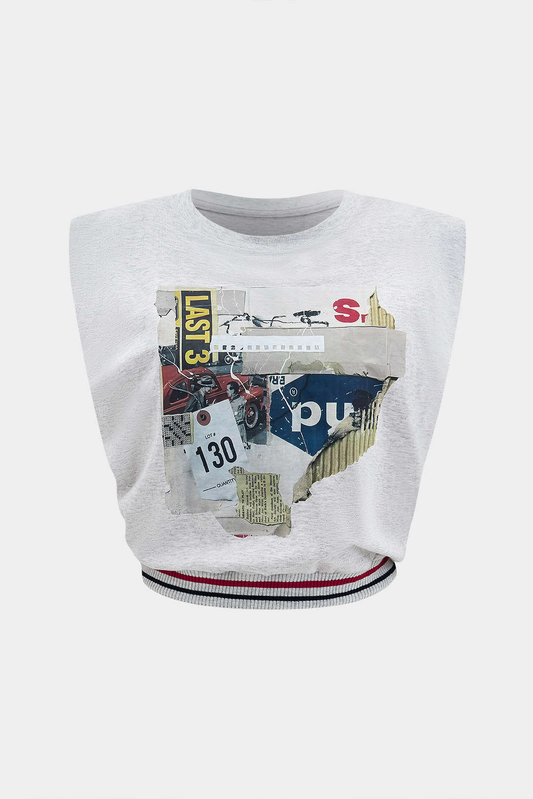 T-shirt ample sans manches imprimé numérique motif lettre de voiture