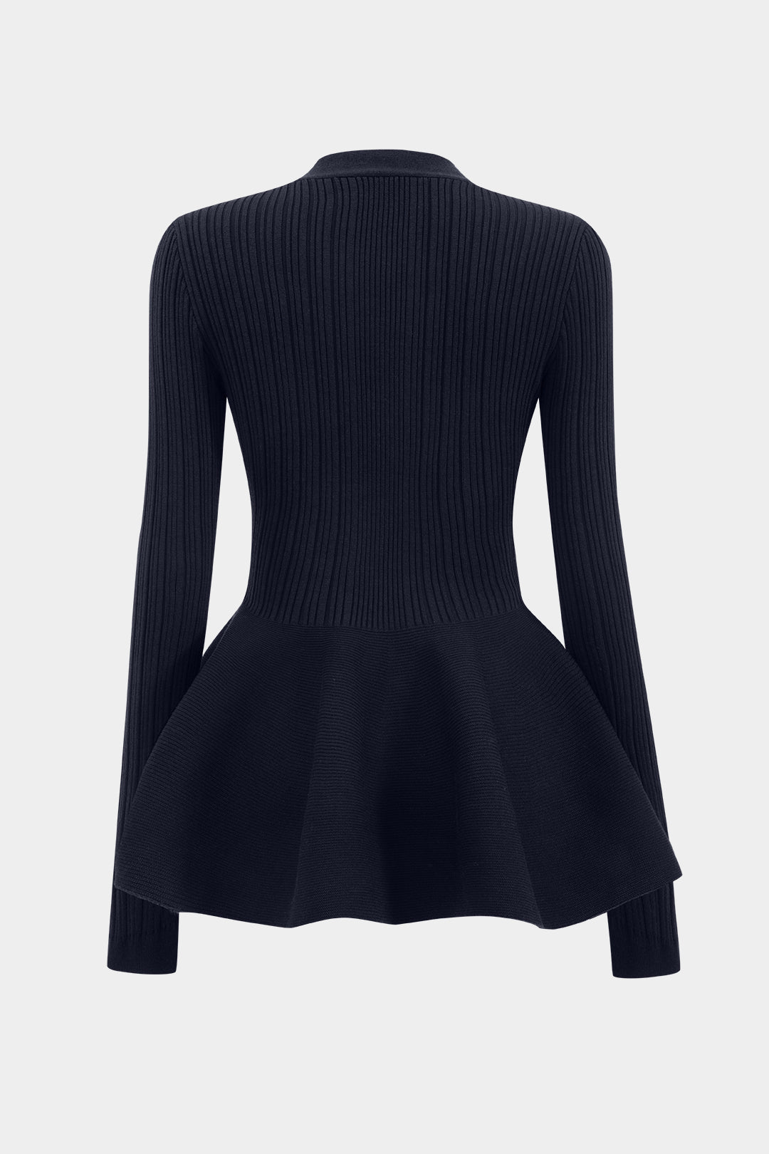 Solid V-Neck Puff Hem Sweater Cardigan