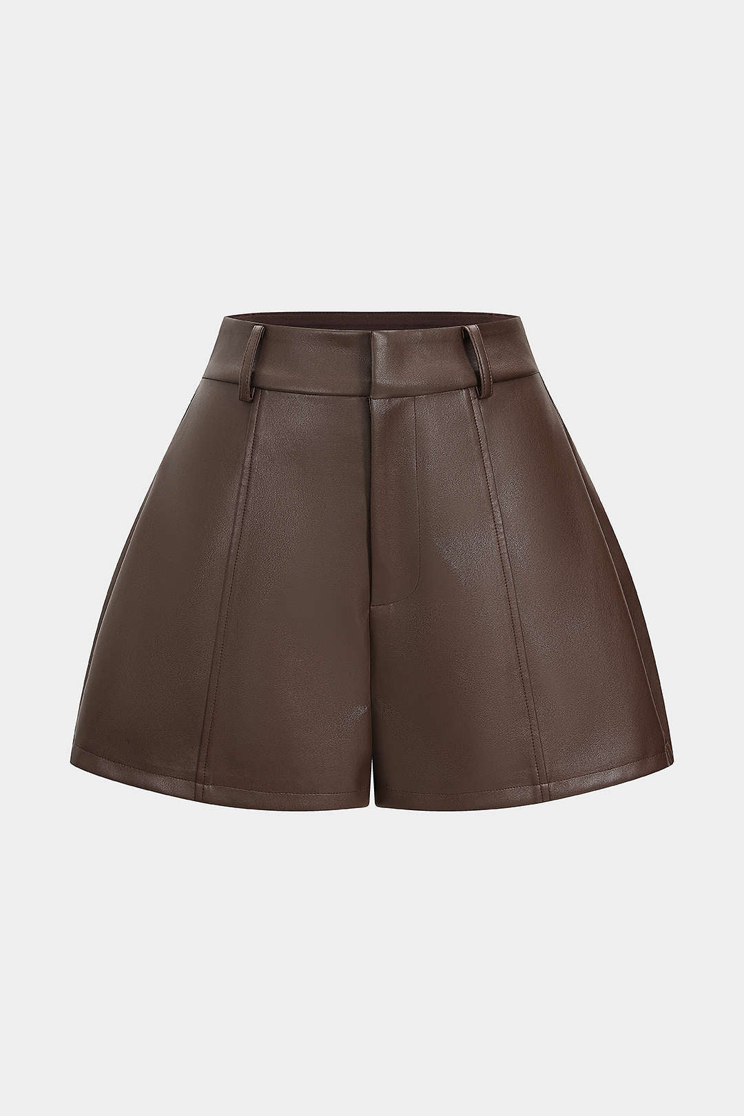 Shorts aus Kunstleder mit hoher Taille und weitem Bein