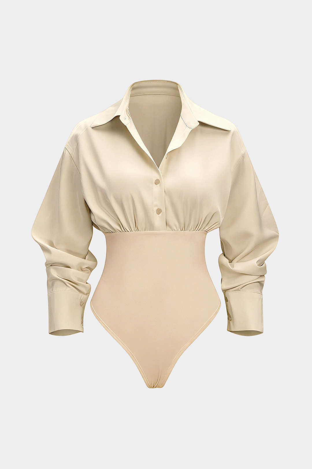 Solid Patchwork Long Sleeve Bodysuit