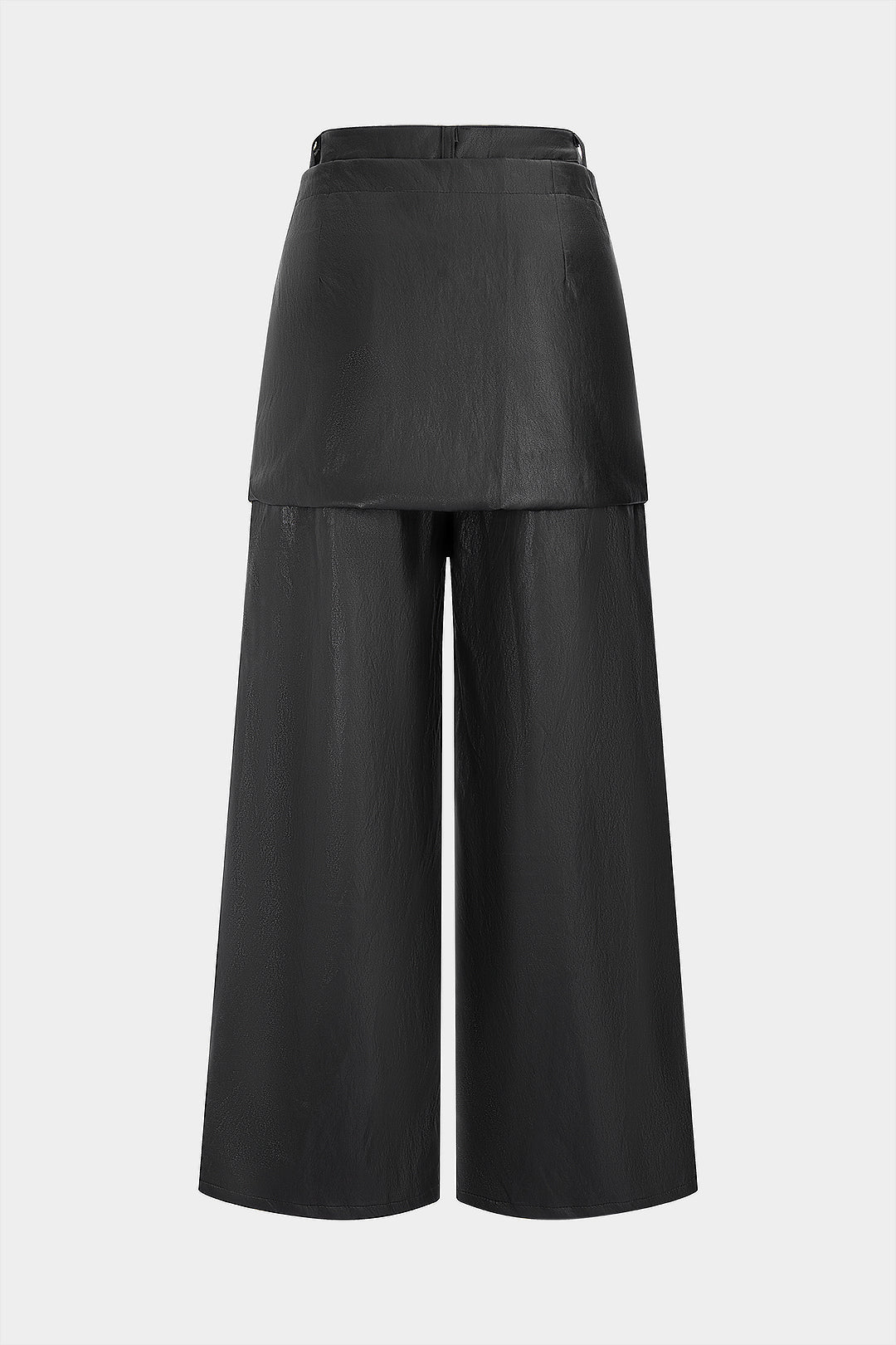Faux Leather Asymmetrical Wide Leg Pants
