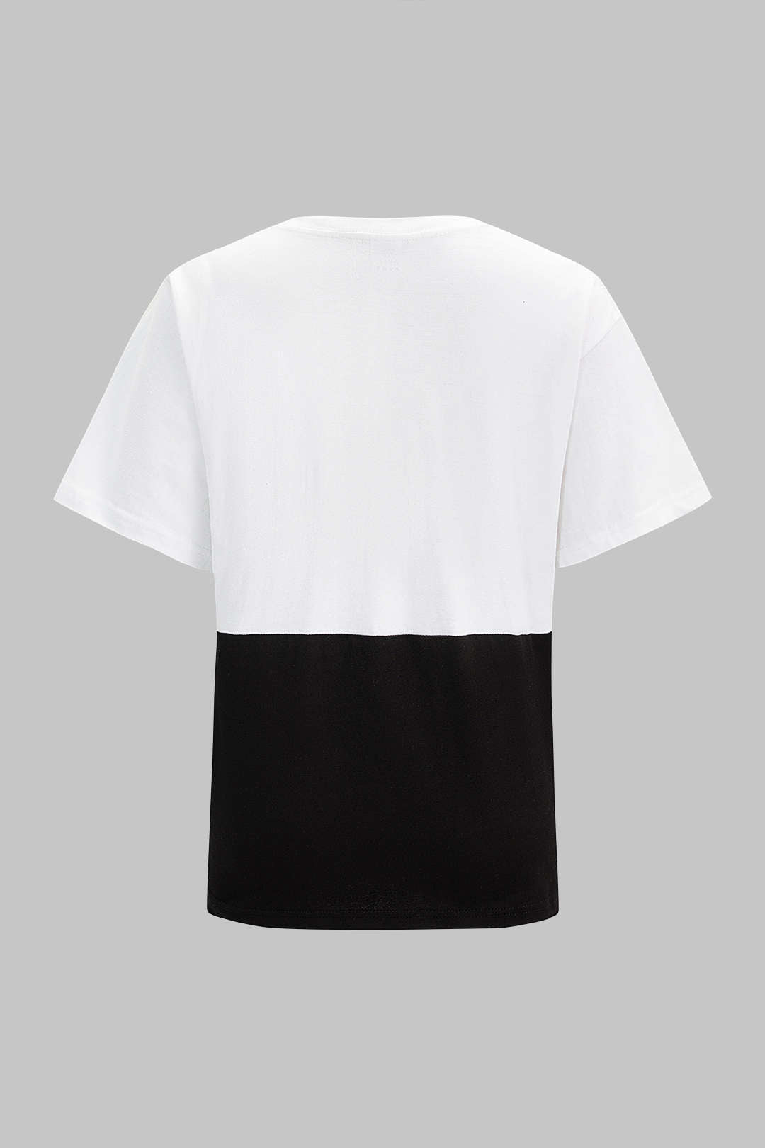 Kontrast-Spitzen-Patchwork Rundhals-Kurzarm-T-Shirt