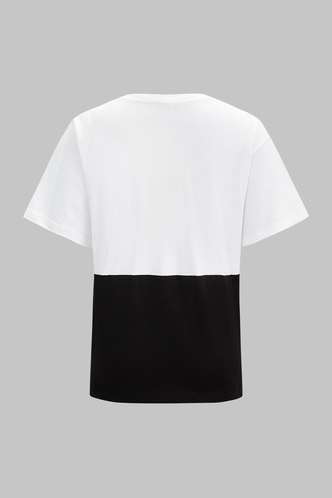 Contrast Lace Patchwork Round Neck Short Sleeve T-Shirt