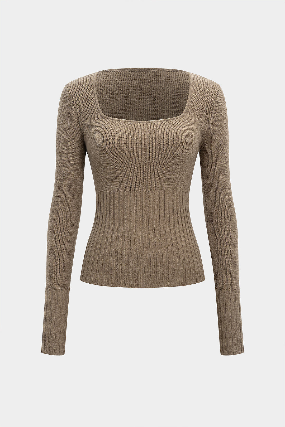 Knit Square Neck Long-Sleeve Top
