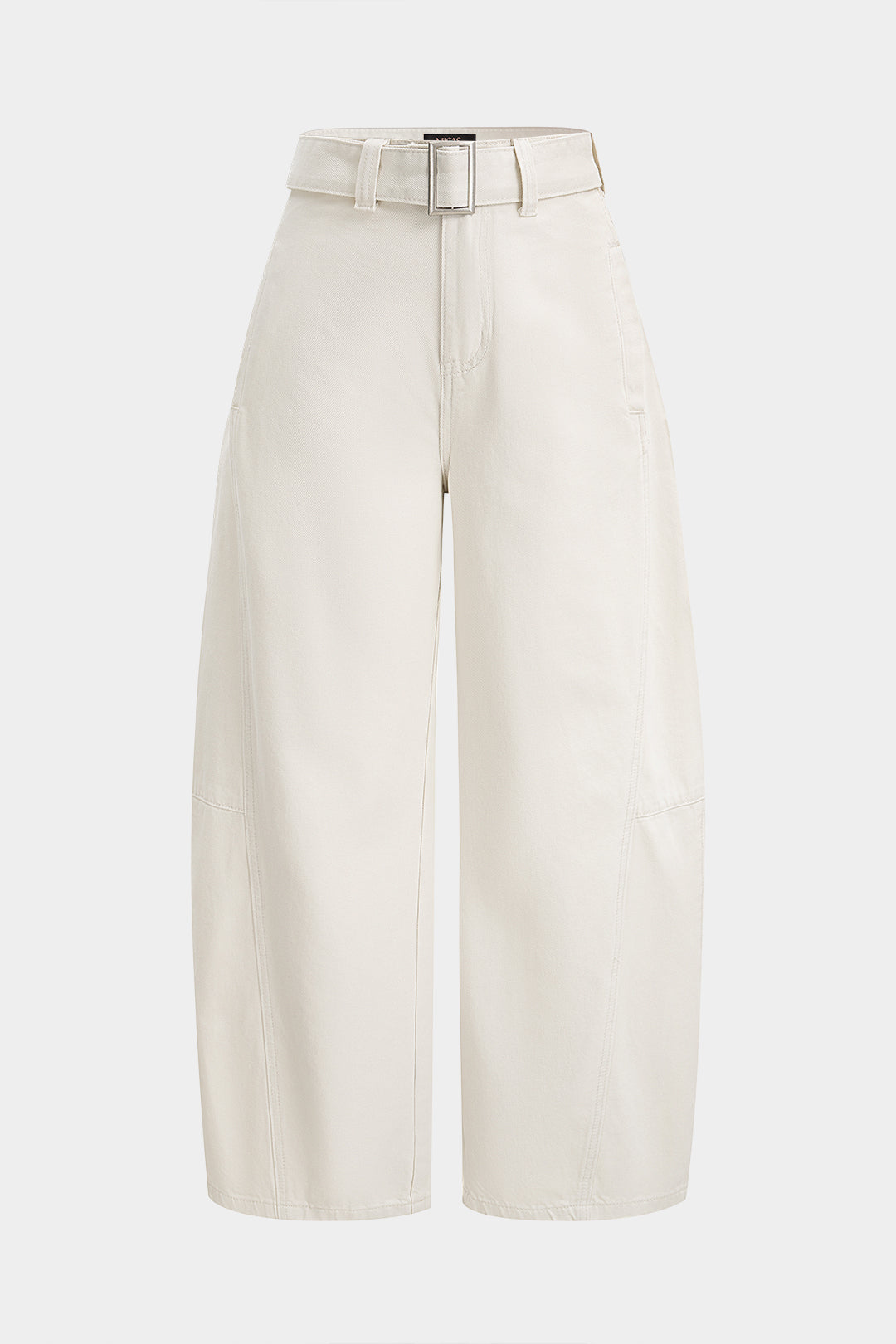 Denim Belted Pocket Barrel Jeans