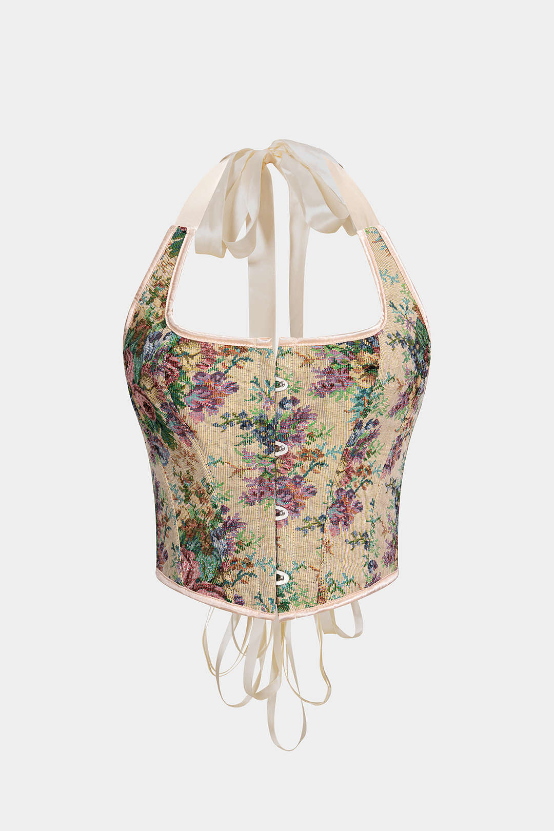 Jacquard Neckholder-Trägertop mit freiem Rücken