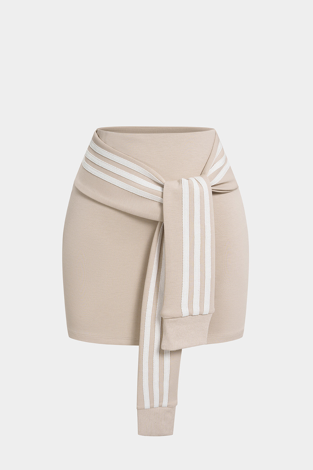 Contrast Stripes Tie-Up Skirt