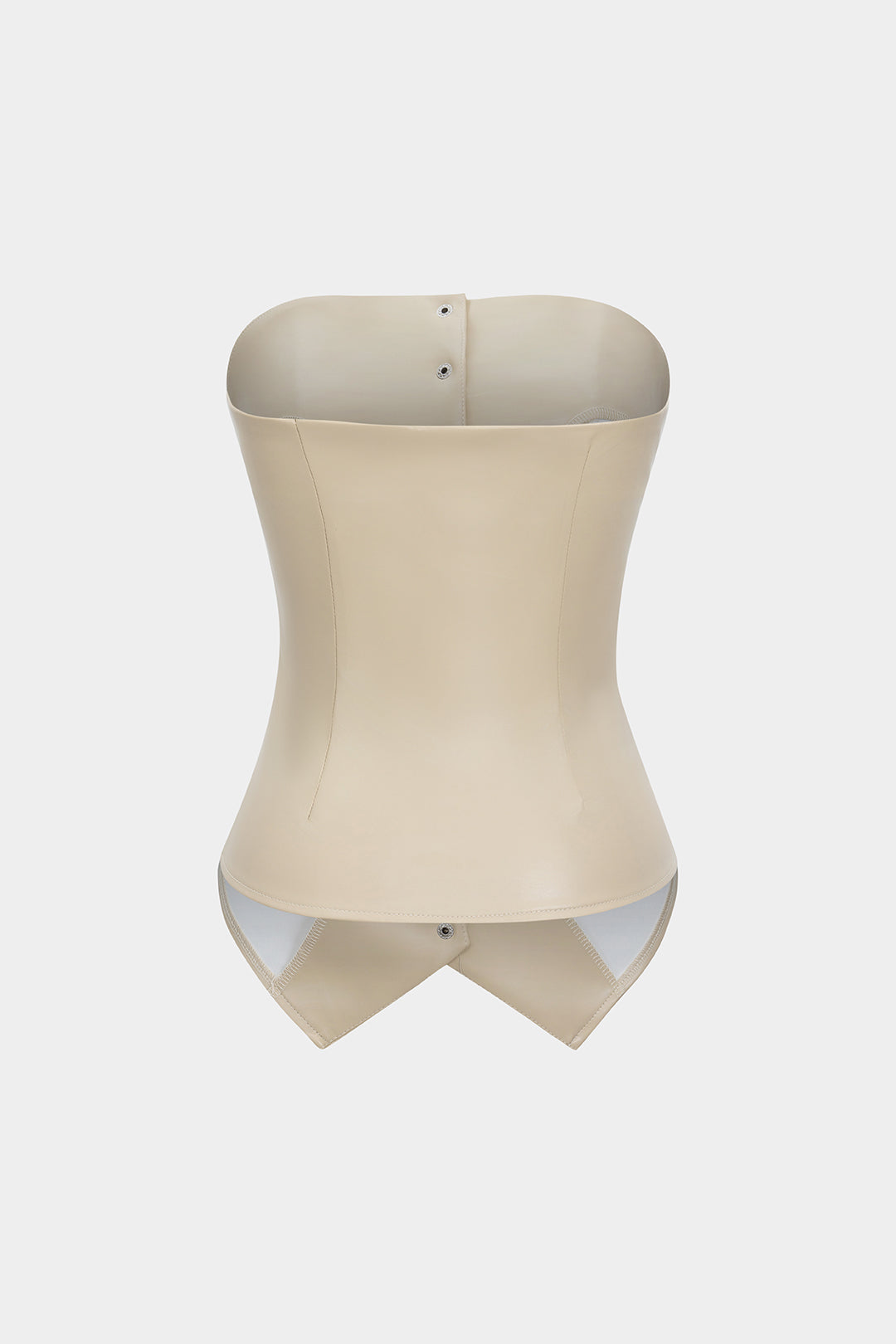 Haut bustier sans bretelles en similicuir à boutons