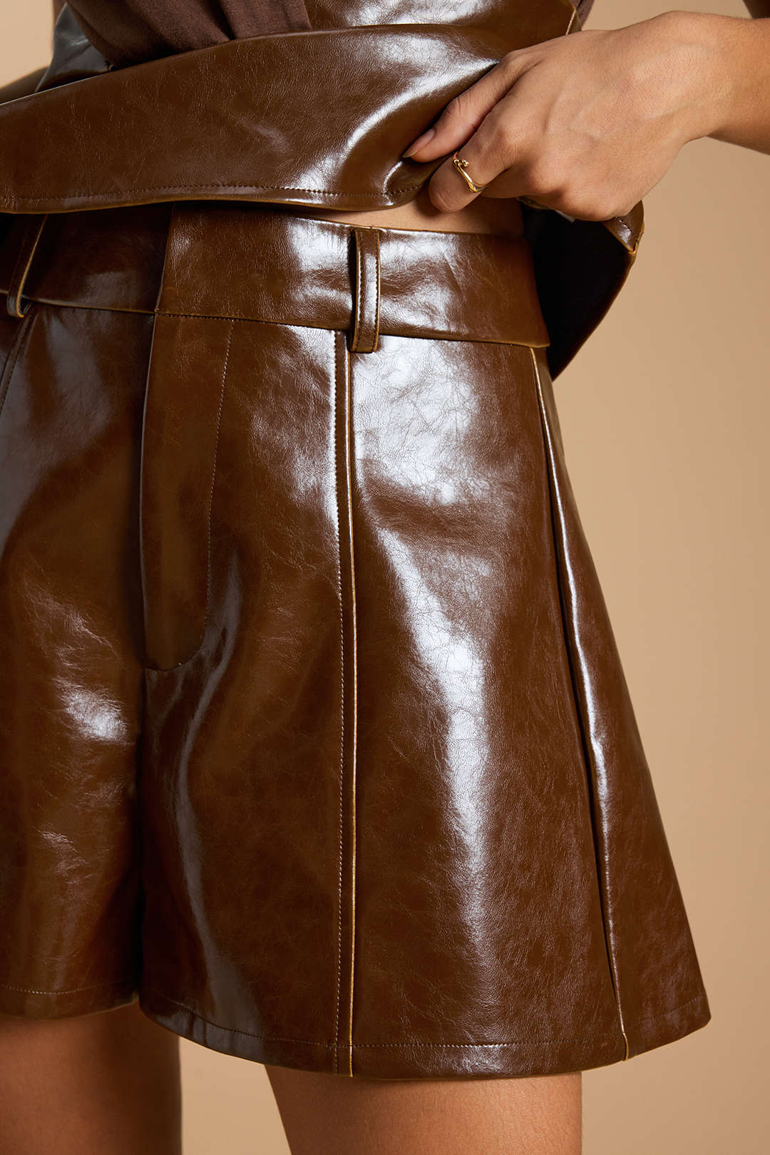 Faux Leather High Waist Shorts