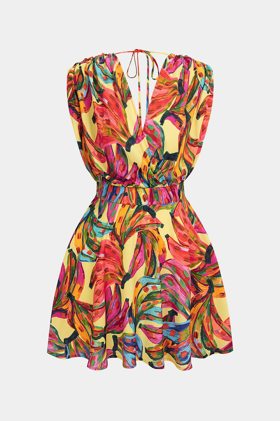 Floral Print V-Neck Sleeveless Mini Dress