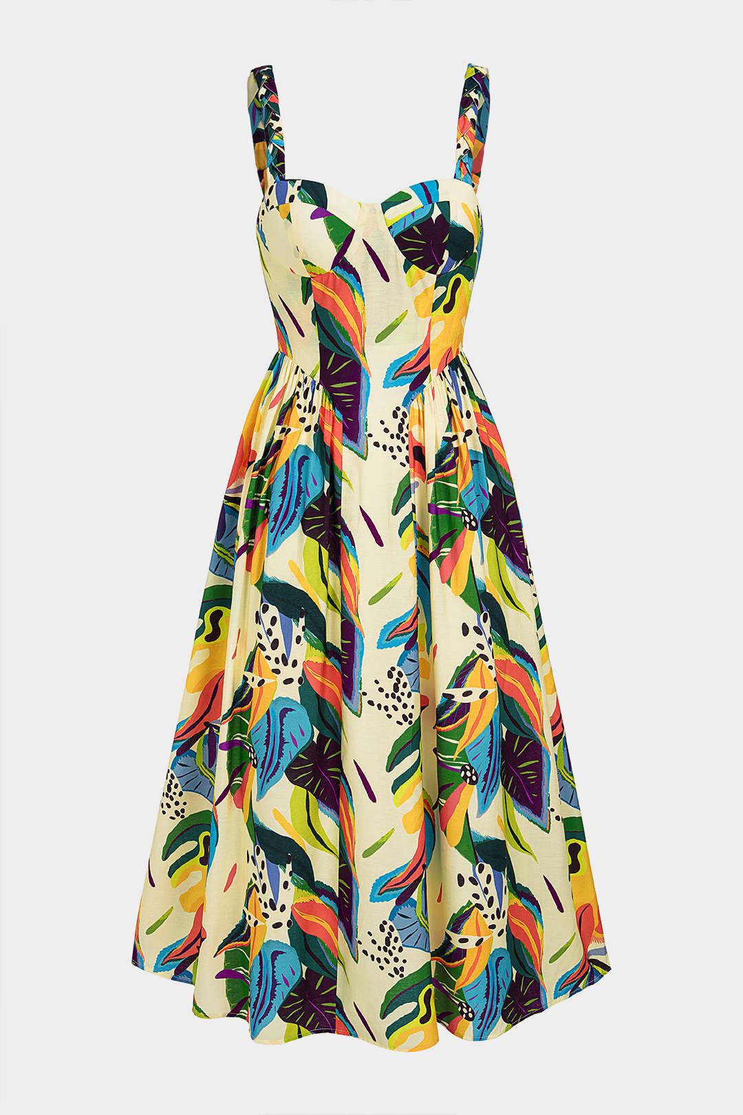 Maxikleid mit tropischem Print und Spaghettiträgern