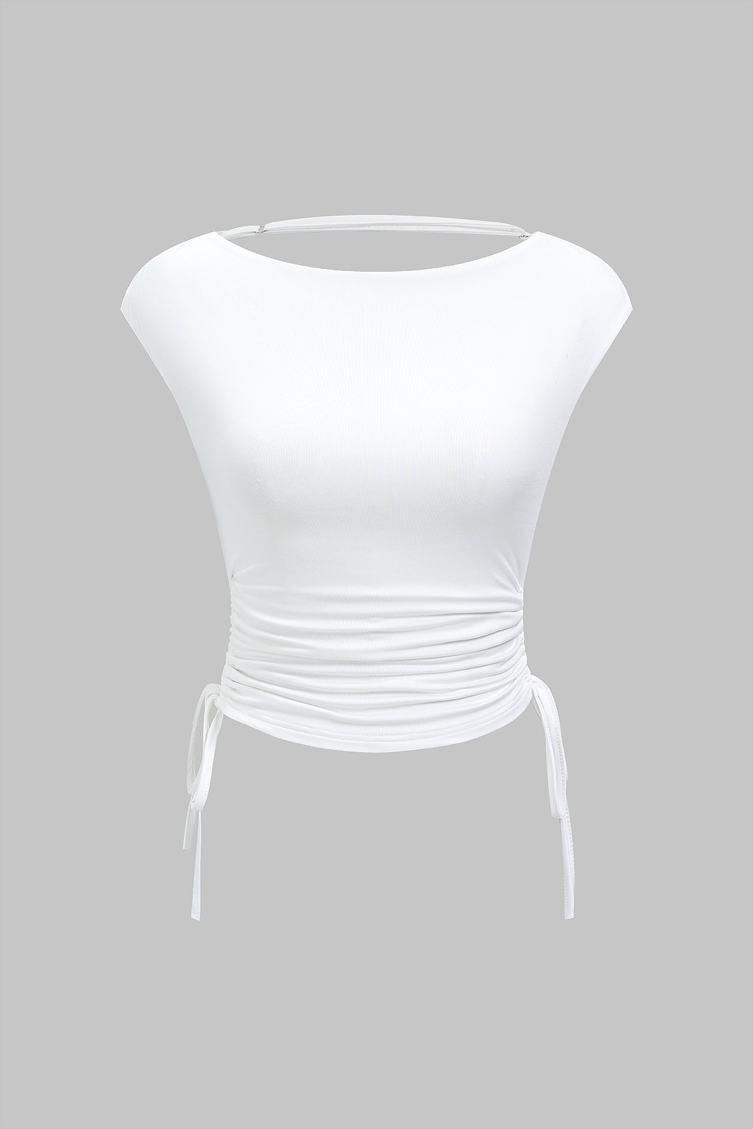 T-shirt froncé sans dos avec cordon de serrage