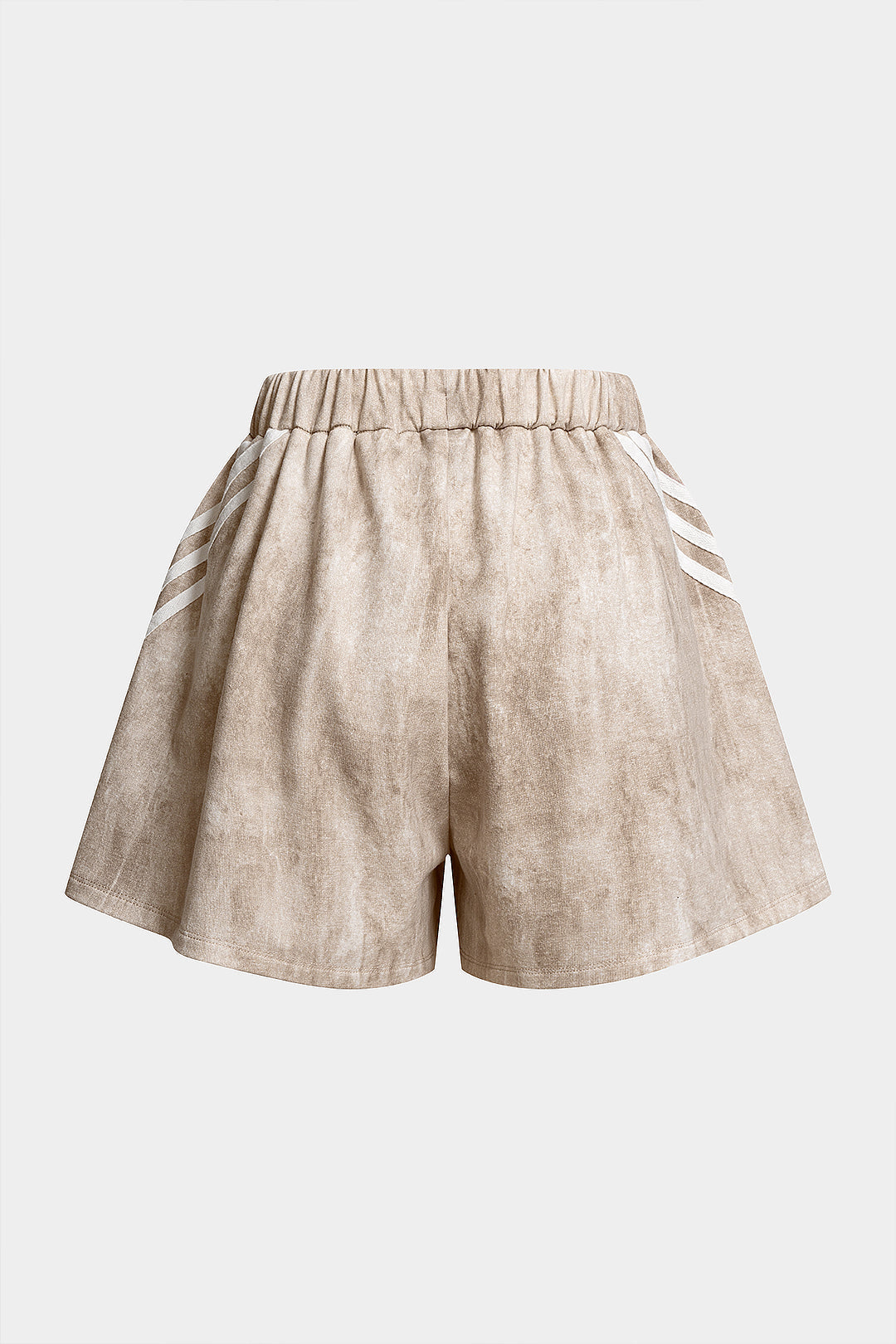 Striped Drawstring Shirred Waistband Wide Leg Shorts