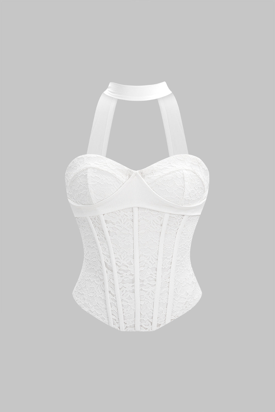 Patchwork Lace Halter Neck Tube Top