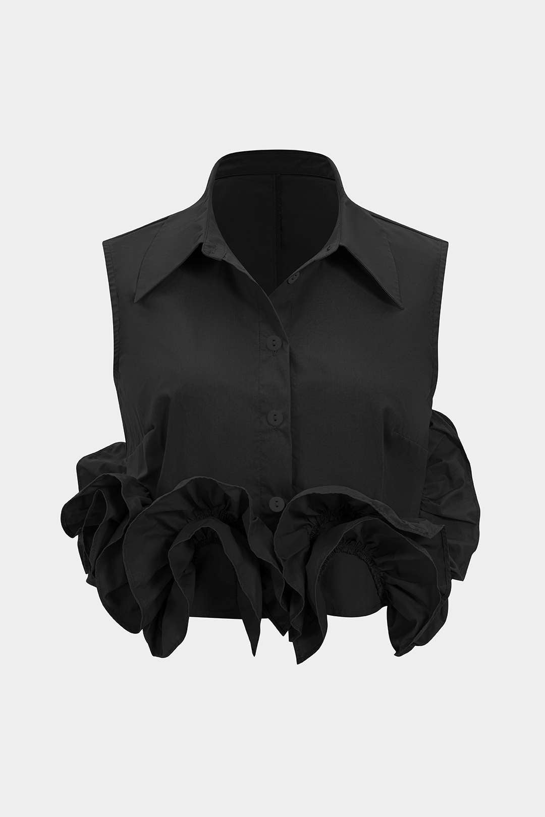 Button Ruffle Ruched Tank Top