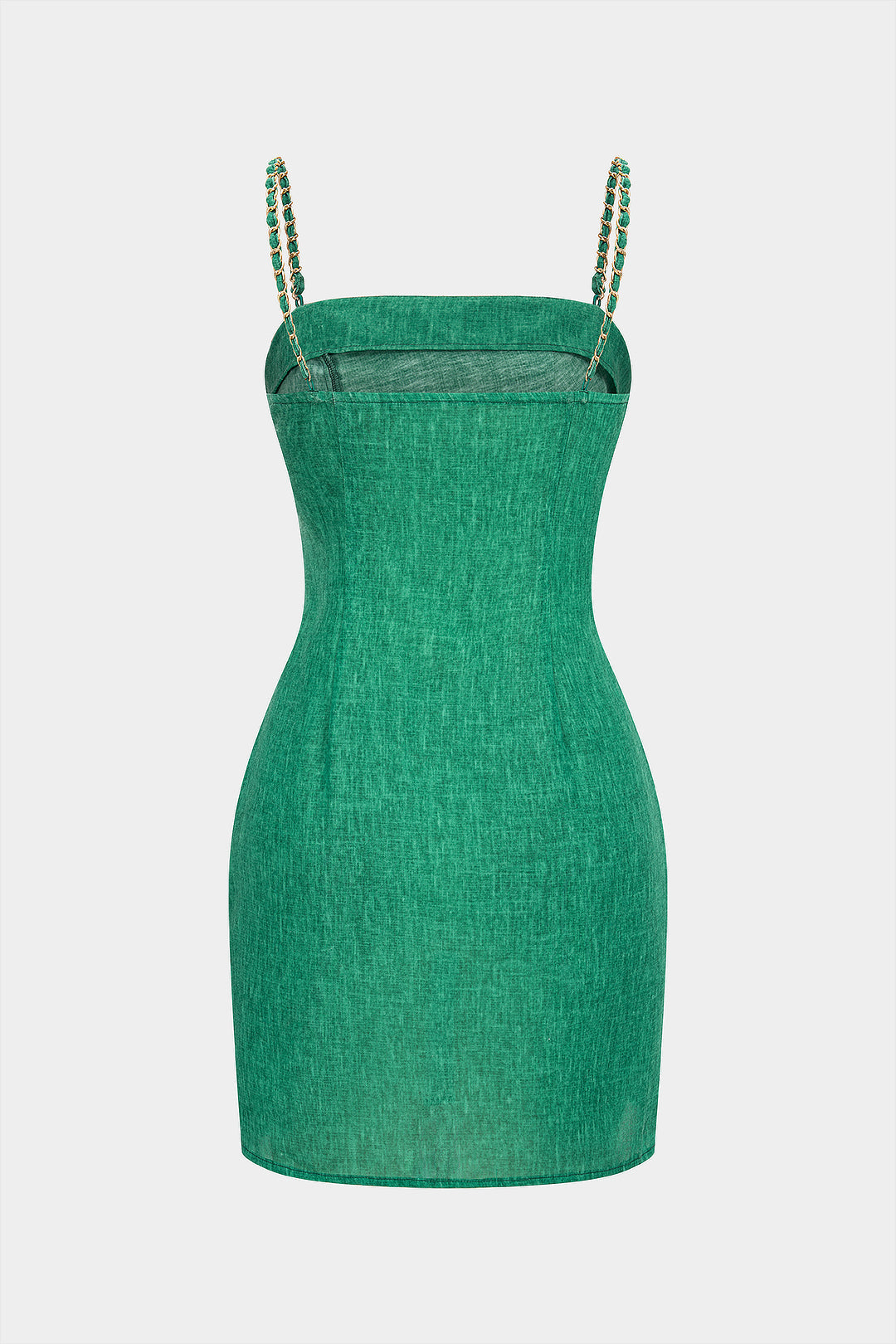 Ärmelloses Mini-Kleid mit asymmetrischer Metallkette