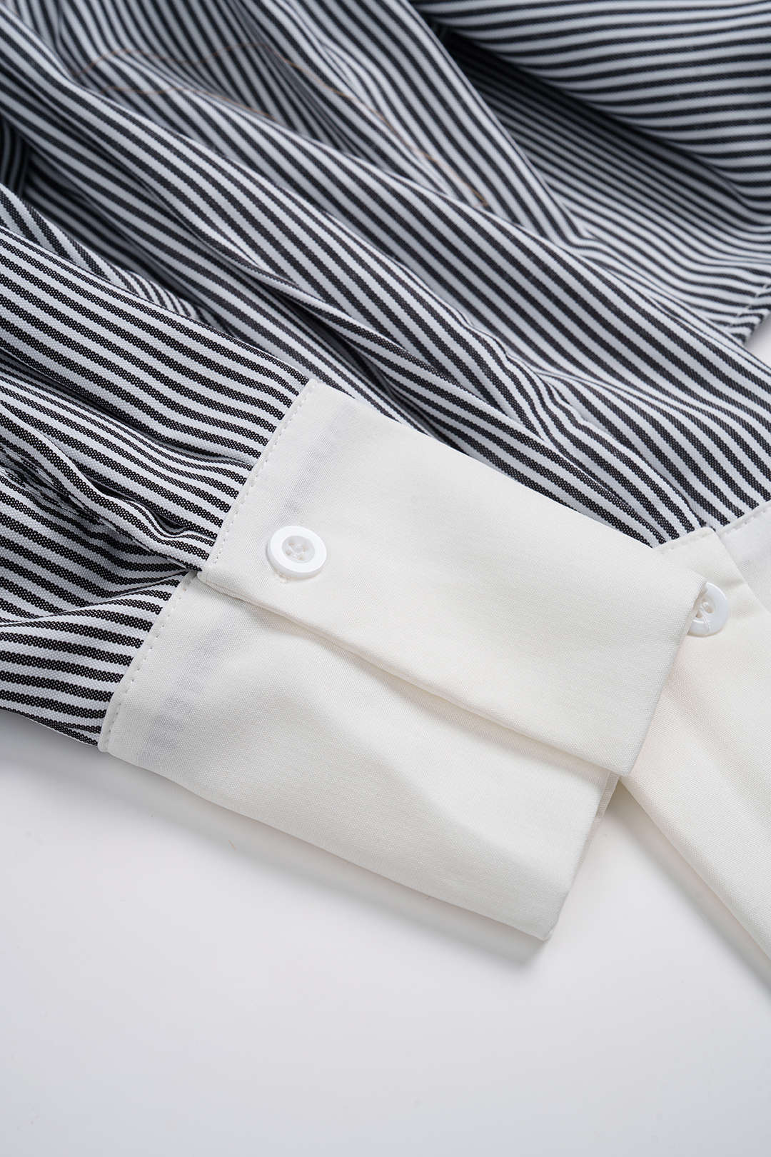 Contrast Striped Lapel Long Sleeve Shirt And Wide Leg Pants Set