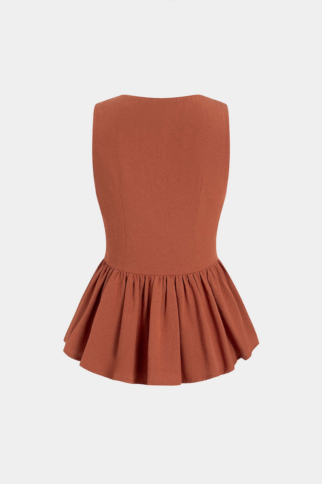 V-Ausschnitt Knopf Raffung Tanktop
