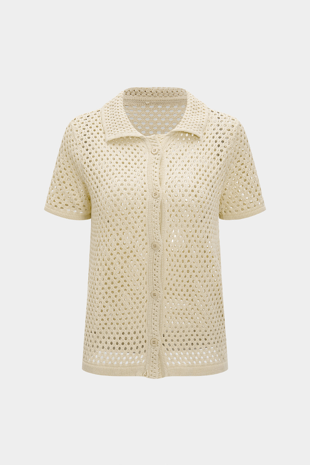 Gestricktes Oberteil mit Knöpfen, Cut-Out und kurzen Ärmeln und Shorts Set