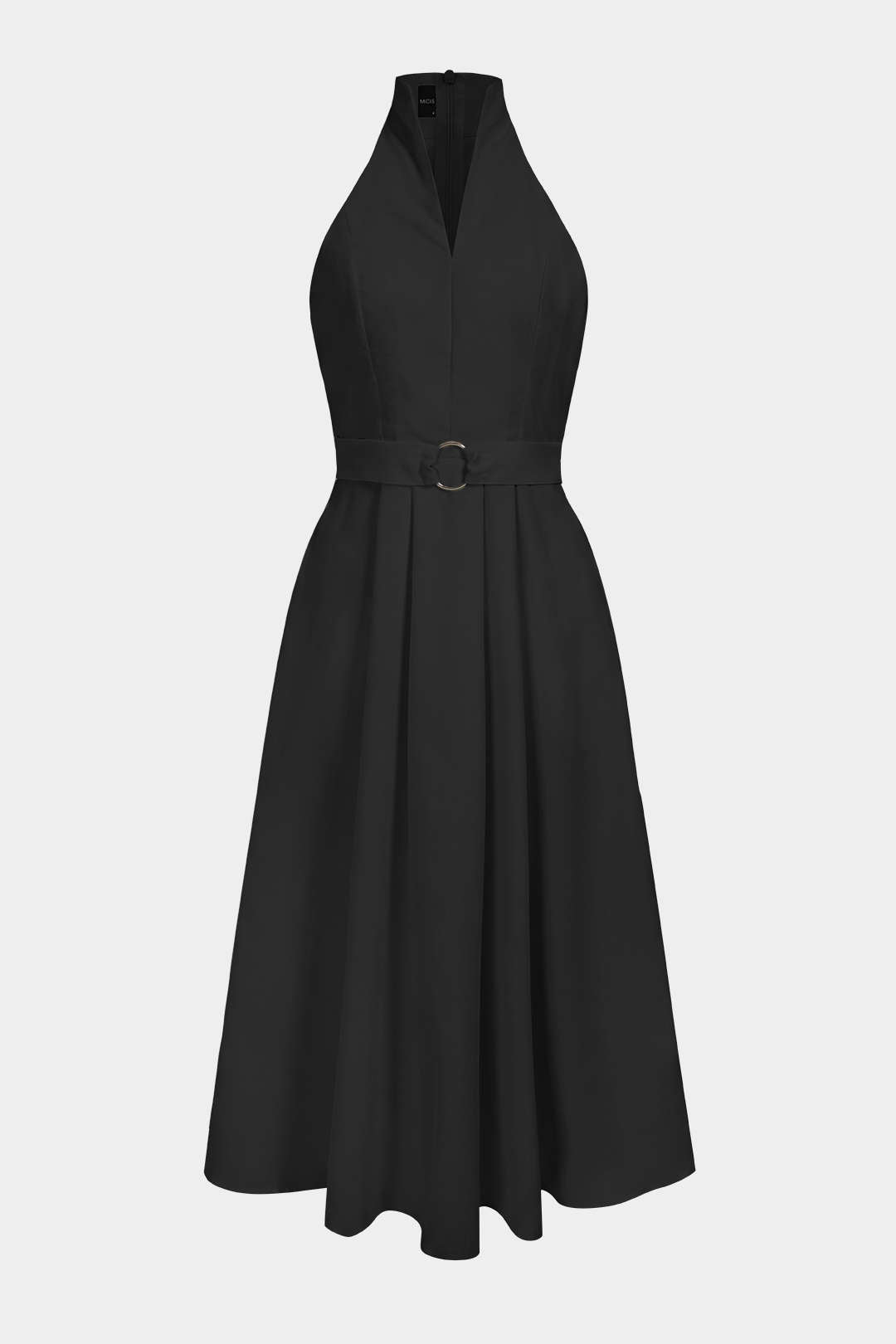 V-Neck Belted Sleeveless Midi Dress