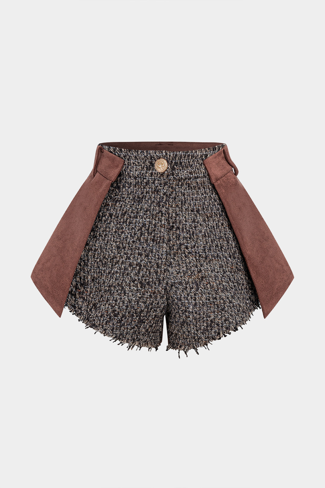 Wildleder-Patchwork-Reißverschluss-Ziertaschen-Shorts