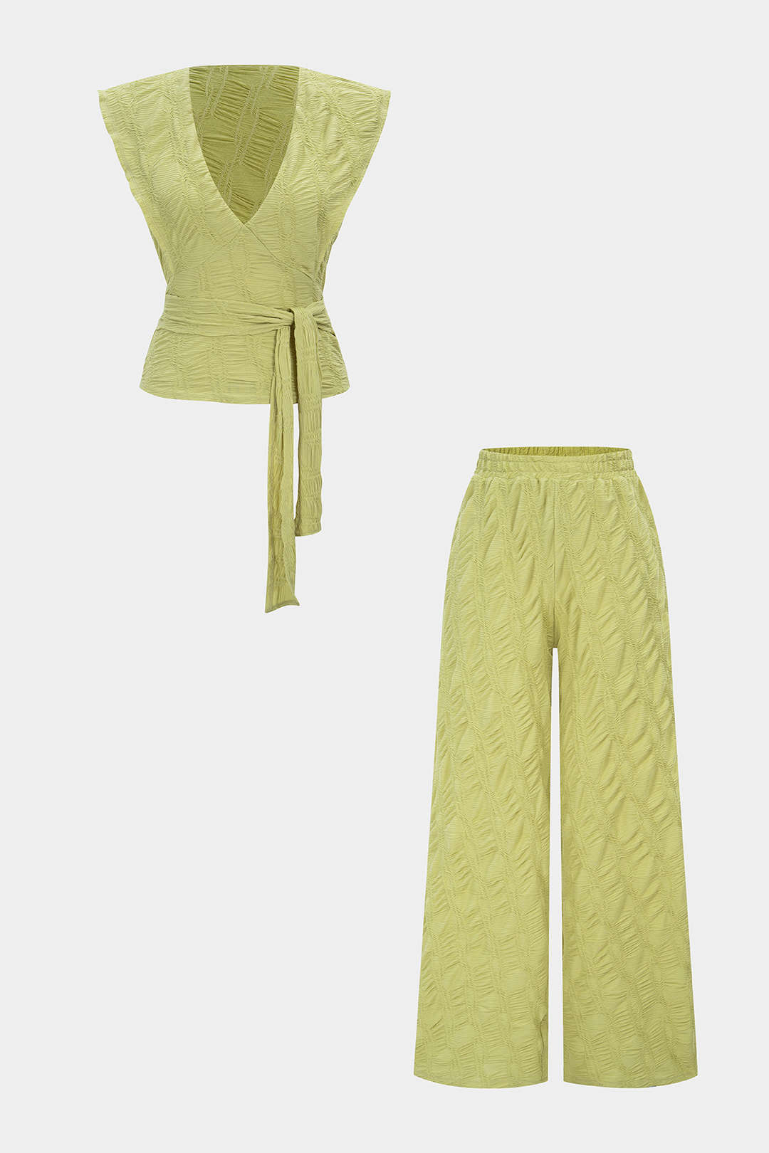 Set aus V-Neck Tanktop zum Binden und Hose mit weitem Bein