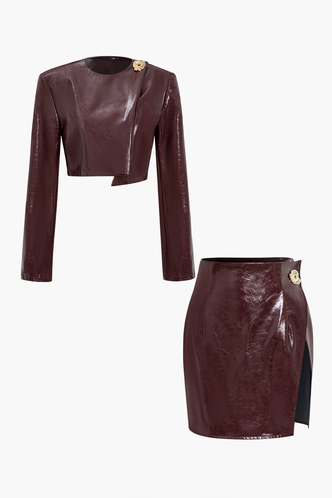 Ensemble jupe asymétrique en similicuir