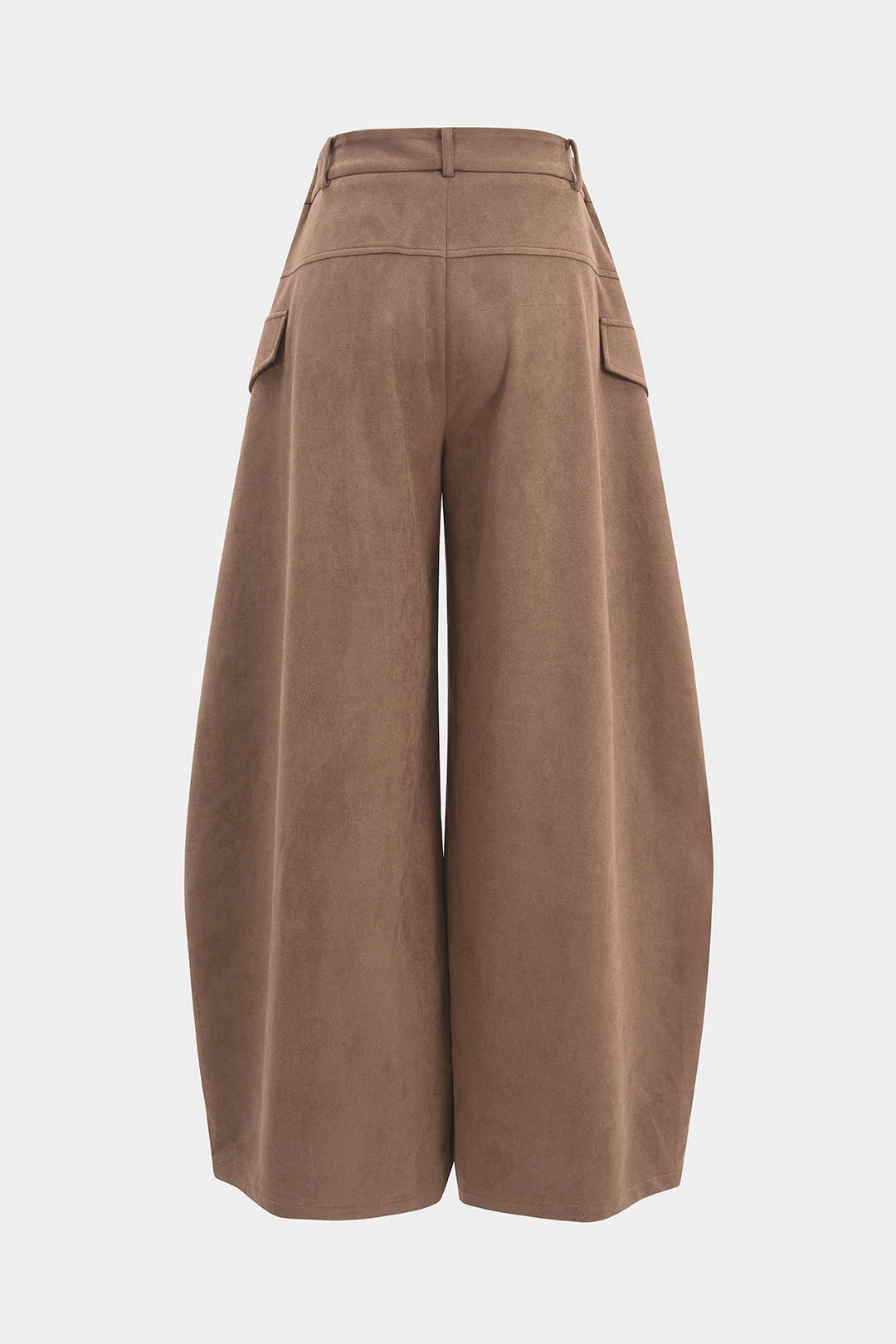 Velourslederhose mit doppeltem Bund, angedeuteten Taschen und geradem Bein