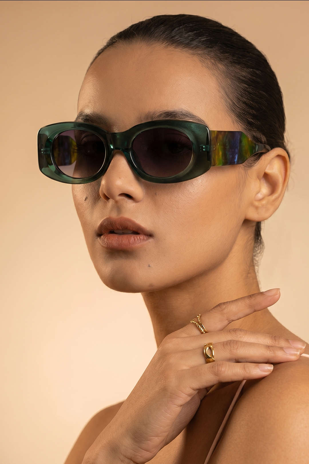 Quadratische Sonnenbrille mit Farbverlauf