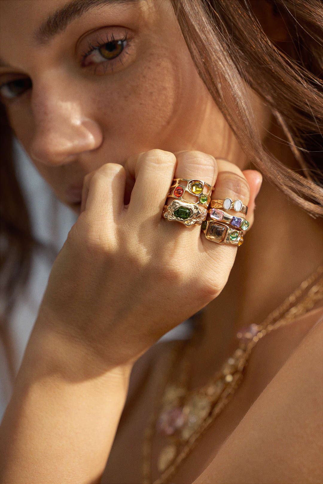Alloy Multicolor Resin Irregular Rings