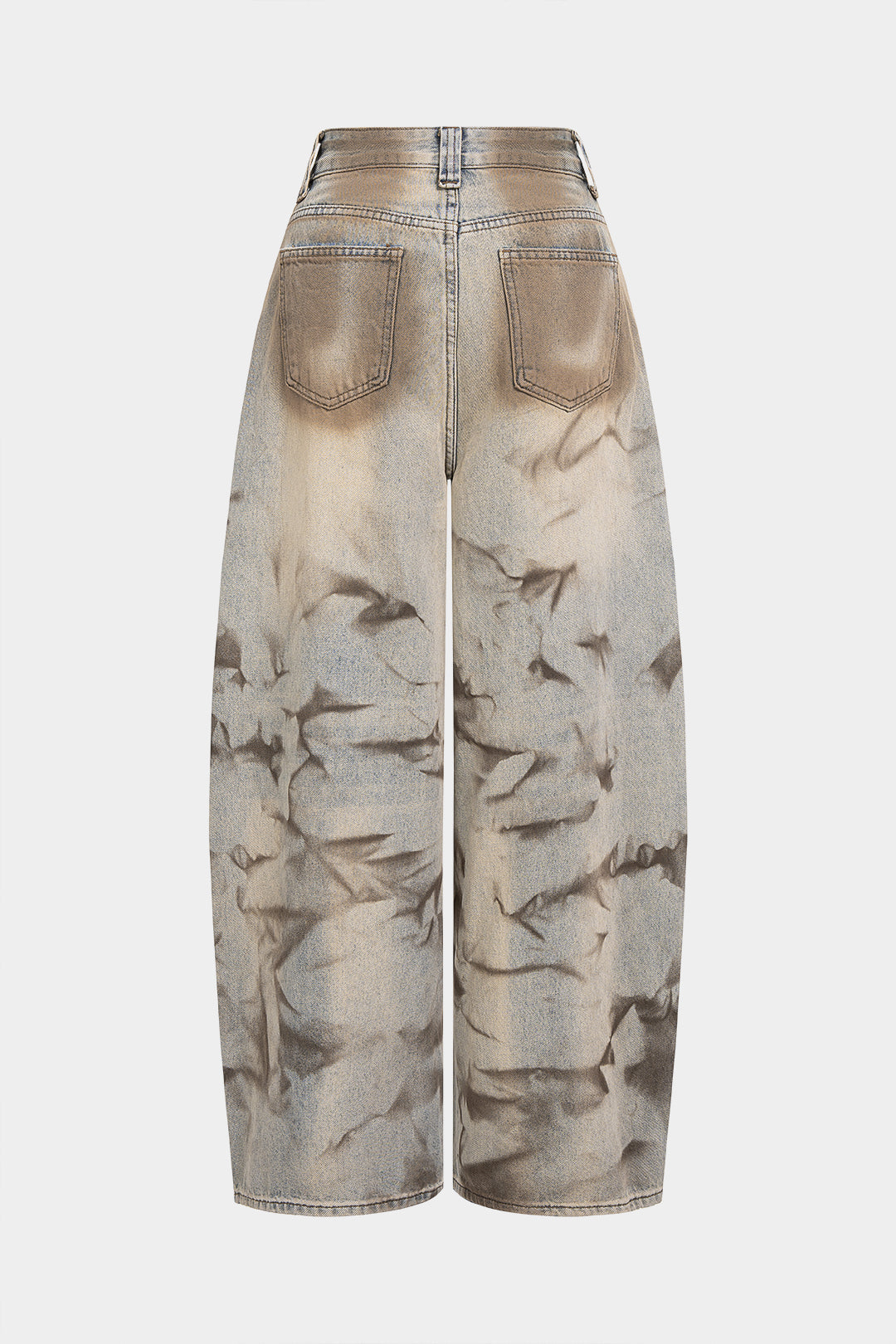 Denim Abstract Print High Waist Wide Leg Jeans