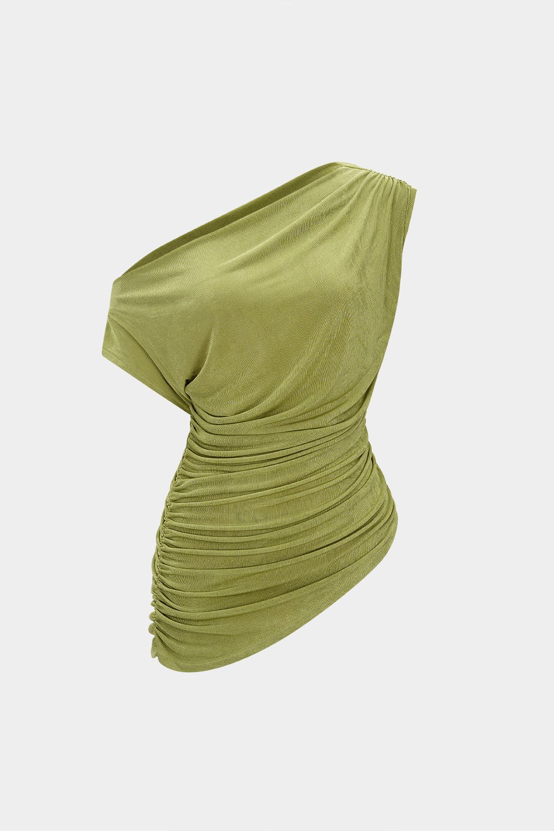 One Shoulder Ruched Asymmetrical Tank Top