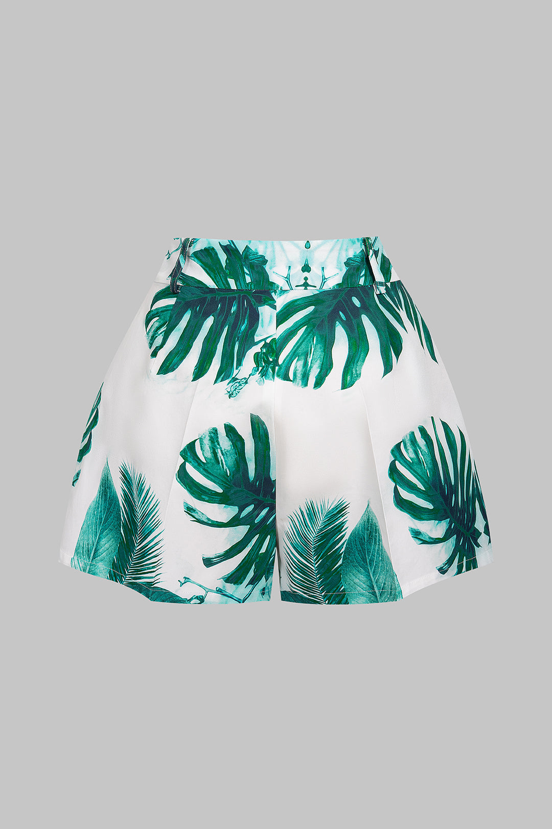 Shorts mit Blättermuster und hoher Taille