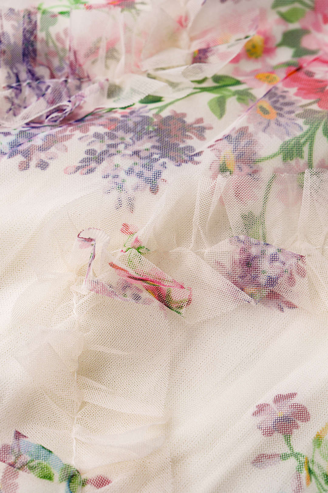 Floral Print Chiffon Patchwork Mesh Off Shoulder Ruffle Sleeveless Maxi Dress