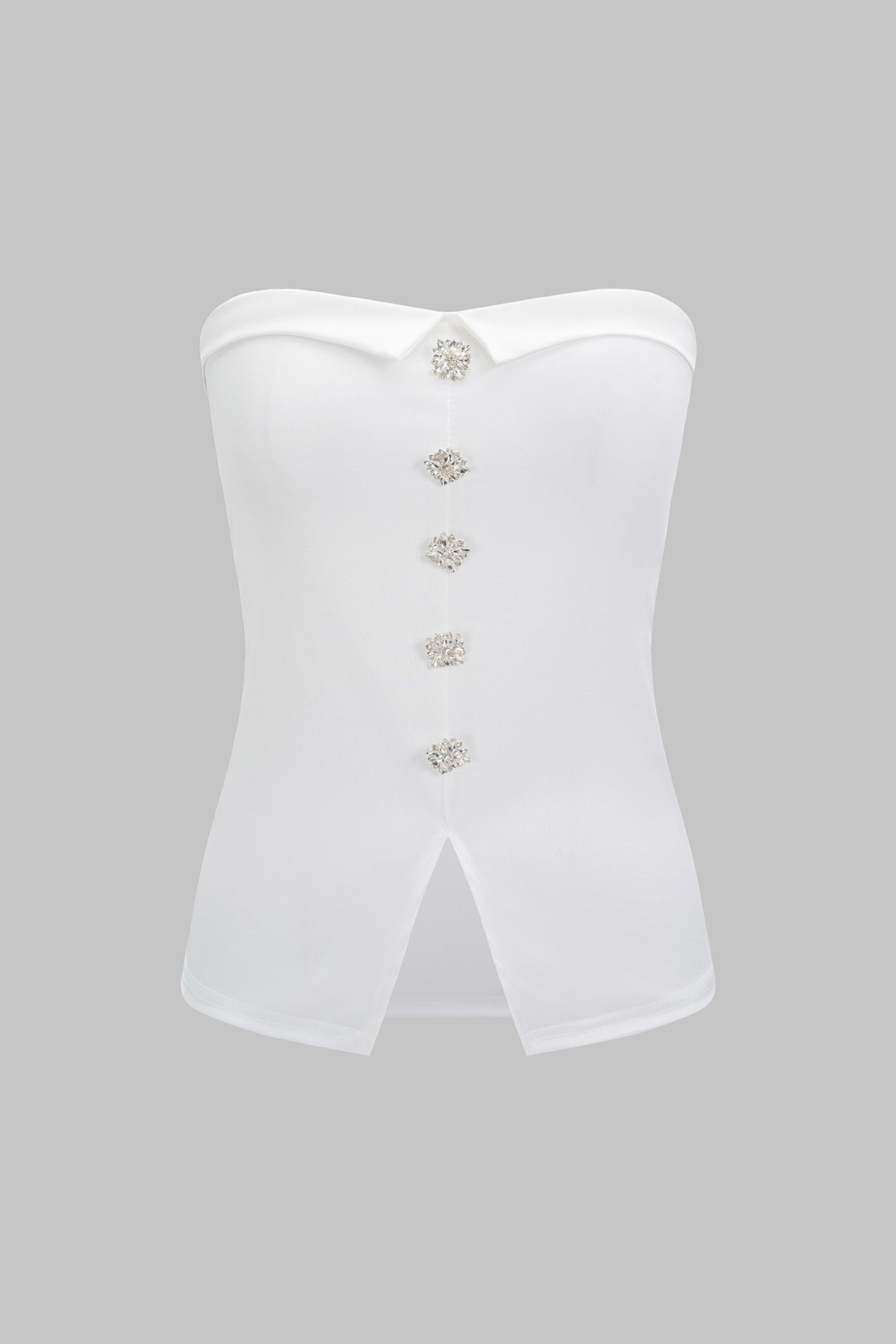 Schlitz-Strass-Knopf-Tube-Top