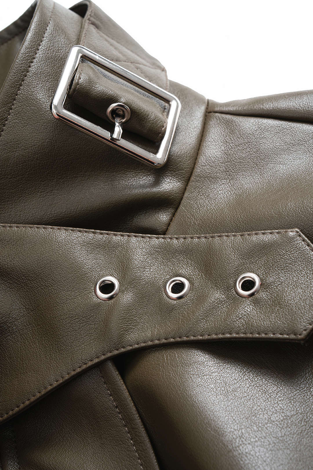 Veste à col montant zippée en similicuir