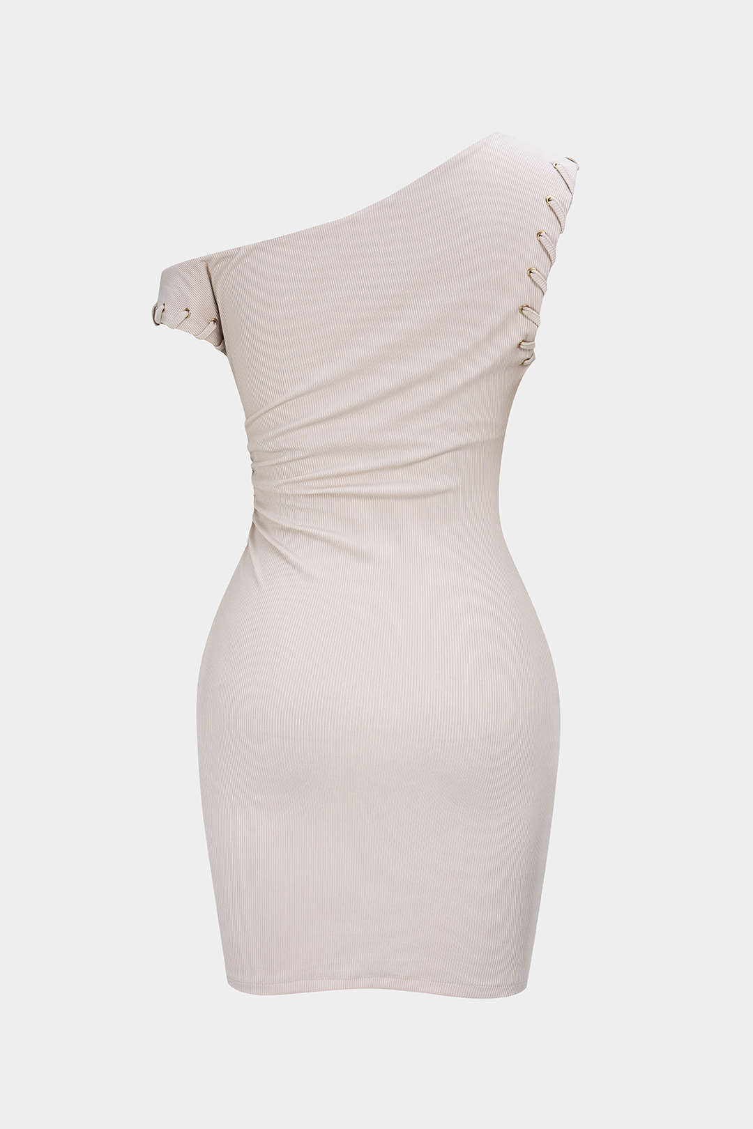 Ein-Schulter-Minikleid mit asymmetrischen Raffungen und ohne Ärmel