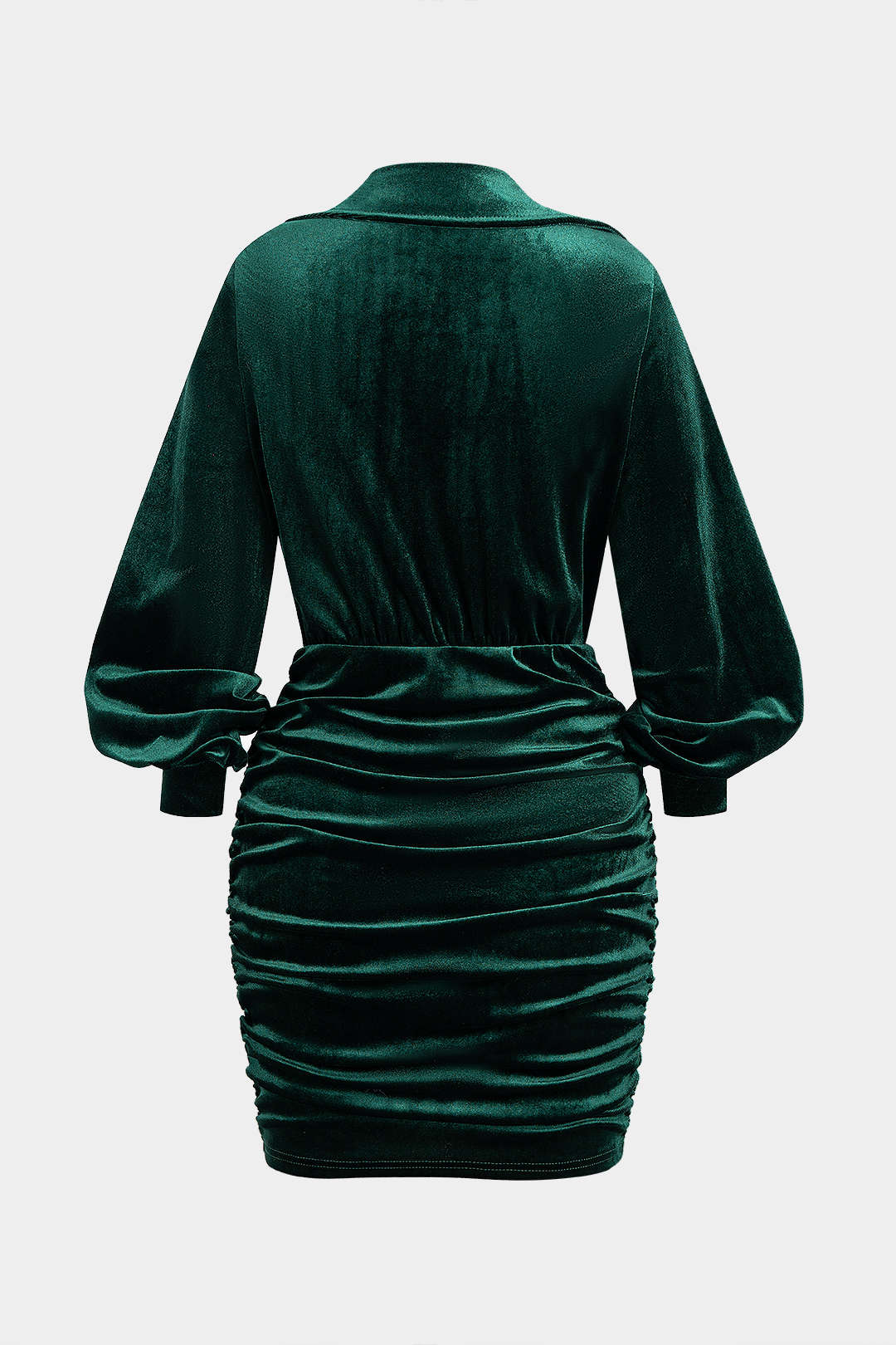 Drapiertes Samt-Minikleid mit Wasserfallausschnitt und langen Ärmeln