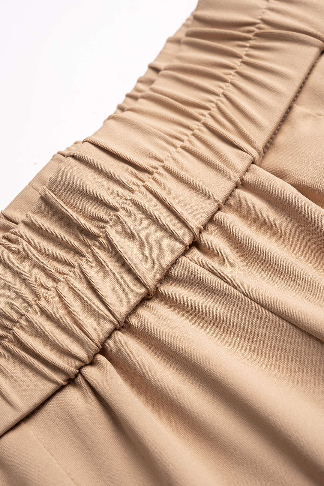 High Waist Shirred Waistband Straight Leg Pants