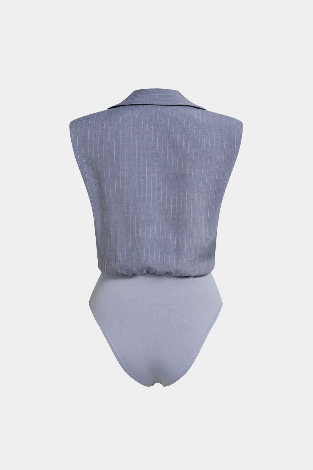 Gestreifter Print Patchwork Ärmelloser Body mit Kerbkragen