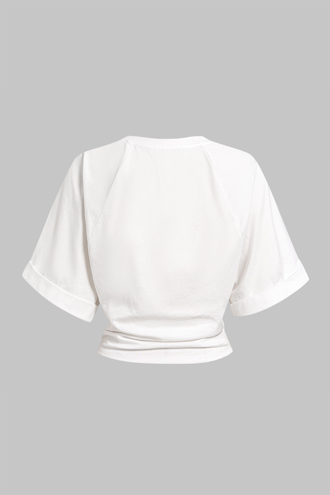 Metallic Buckle Round Neck Short Sleeve T-Shirt