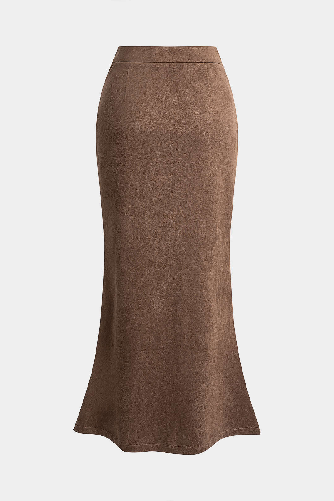 High Waist Rock aus Wildleder-Patchwork mit Karomuster