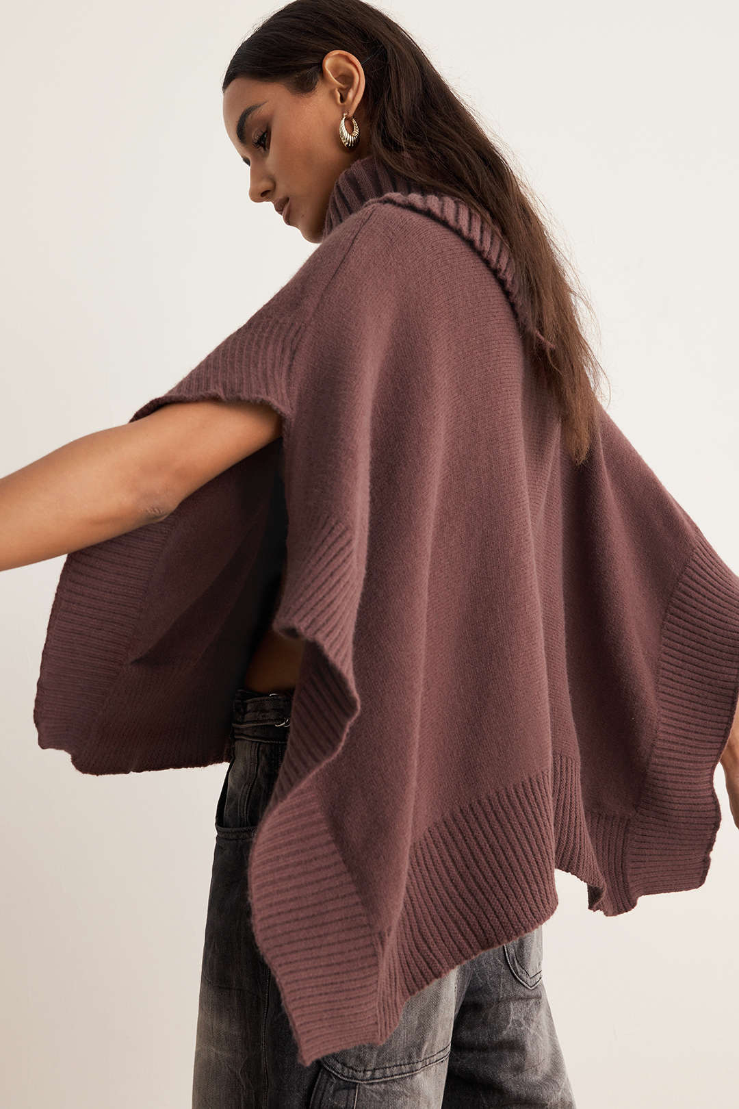 Knit Asymmetrical Irregular Long-Sleeve Top